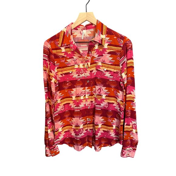 Roper Womens Western Snap Button Shirt Aztec Print Long Sleeve S Cotton Blend Re - Picture 2 of 5